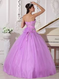 Lavender Strapless Beaded Appliques New Sweet 16 Quinceanera Dress