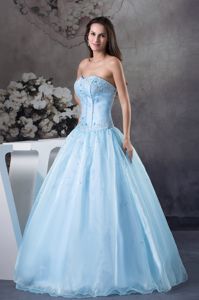Embroidery Beaded Organza Light Blue Quinceanera Gown in Ciudad Sucre