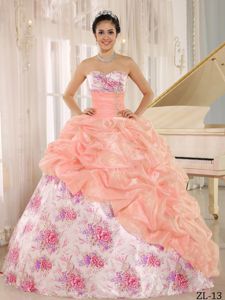 Printed Sweetheart Ball Gown Elegant Quinceanera Dress in Floor Length in Arcadia