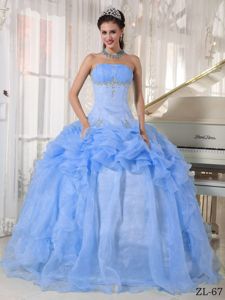 Ruched Organza Baby Blue Beading Quinceanera Dress in Fuerte Olimpo