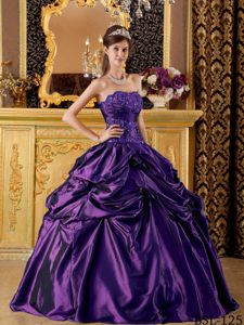 Appliques Purple Taffeta Quinceanera Ball Gown in Tlalnepantla de Baz
