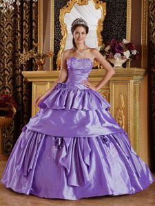 Lavender Beading Quinceanera Dress Strapless Floor-length