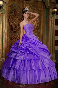 Purple Ball Gown Strapless Beading Quinceanera Gown Dresses