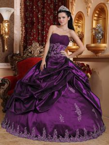 Sweetheart Appliques Quinceanera Dresses in Eggplant Purple