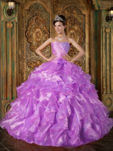 Fuchsia Ball Gown Strapless Beading Ruffles Quinceanera Dress
