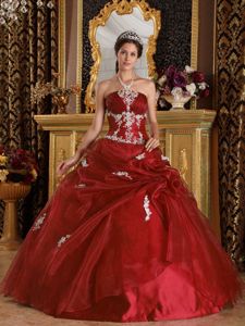 Appliques Strapless Wine Red Sweet Sixteen Dresses in Zapopan