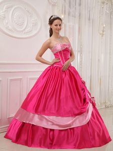 Beading Sweetheart Floor-length Quinceanera Dress in Hot Pink