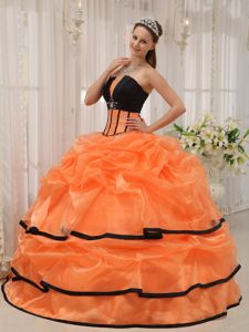 Orange Strapless Floor-length Beading Quinceanera Gown Dress
