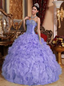 Beading Sweetheart Ruffled Lilac Quinceanera Dress in San Pablo