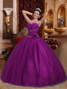 Ruffled Sweetheart Beading Sweet 15 Dresses in Eggplant Purple