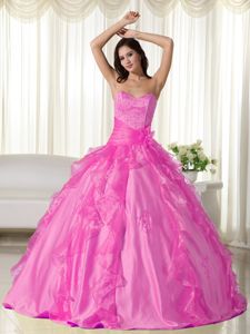 Rose Pink Embroidery Quinceanera Dress Sweetheart Floor-length