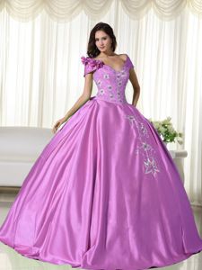 Off the Shoulder Embroidery and Beading Quince Dresses in Fuchsia