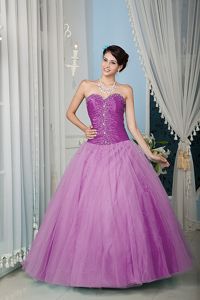 Lavender Sweetheart Floor-length Beading Quinceanera Gowns