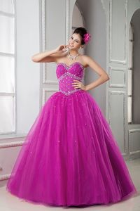 Fuchsia Beading Quinceanera Gowns Sweetheart in Chiquimulilla