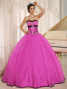 Sweetheart Fuchsia Ball Gown Beading Sweet Sixteen Dresses