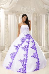 Embroidery White Ball Gown Sweet 15 Dresses Strapless in Izabal
