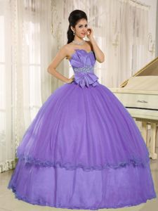 Beaded Bowknot Ball Gown Light Purple Dress for Quinceanera