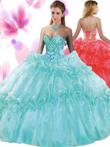 Stunning Sleeveless Pick Ups Lace Up Quinceanera Gowns