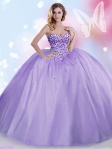 Sexy Lavender Sweet 16 Dresses Military Ball and Sweet 16 and Quinceanera and For with Beading Sweetheart Sleeveless Lace Up