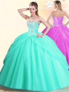 Ball Gowns Ball Gown Prom Dress Apple Green Sweetheart Tulle Sleeveless Floor Length Lace Up