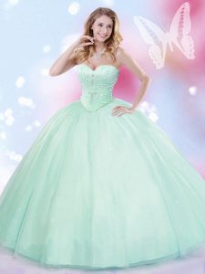 Apple Green Sweetheart Lace Up Beading Sweet 16 Dresses Sleeveless