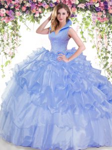 Dramatic Sleeveless Beading and Ruffled Layers Backless Quinceanera Dresses