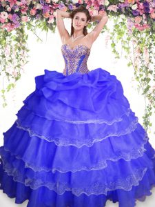 Inexpensive Sleeveless Beading and Ruffled Layers and Pick Ups Lace Up Quinceanera Dress