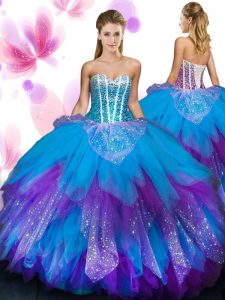 Multi-color Sleeveless Beading and Ruffled Layers Floor Length Quinceanera Dresses