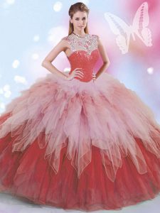 Eye-catching Floor Length Zipper Ball Gown Prom Dress Multi-color for Military Ball and Sweet 16 and Quinceanera with Beading and Ruffles