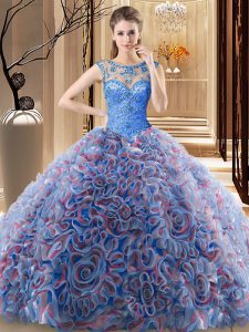 Gorgeous Scoop Multi-color Sleeveless Beading Lace Up 15 Quinceanera Dress