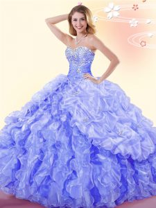 Trendy Pick Ups Floor Length Ball Gowns Sleeveless Blue Sweet 16 Dresses Lace Up