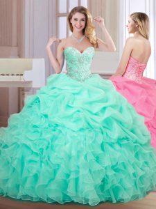 Pick Ups Ball Gowns Ball Gown Prom Dress Apple Green Sweetheart Organza Sleeveless Floor Length Lace Up