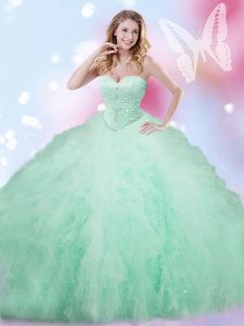 Floor Length Ball Gowns Sleeveless Apple Green Quinceanera Dresses Lace Up
