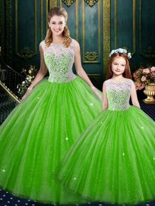 Stylish Lace Ball Gown Prom Dress Lace Up Sleeveless Floor Length