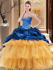 Multi-color Sweetheart Lace Up Beading and Ruffles Sweet 16 Quinceanera Dress Sleeveless