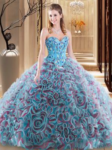 Decent Multi-color Sweetheart Neckline Embroidery and Ruffles 15 Quinceanera Dress Sleeveless Lace Up