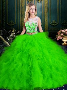 Scoop Floor Length Zipper Sweet 16 Dresses for Military Ball and Sweet 16 and Quinceanera with Lace and Ruffles
