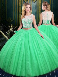 Comfortable Scoop Neckline Lace and Sequins Quinceanera Gowns Sleeveless Lace Up