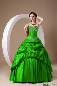 Sweetheart Beading Pick-ups Dress for Quince in Spring Green