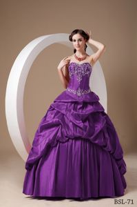 A-line Sweetheart Purple Appliques Sweet 16 Dresses in Escuintla