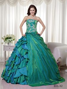 Strapless Pieces Ruffles Appliques Dress for Quince in Villeurbanne France