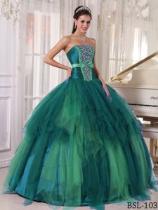Strapless Bowknot Tulle Beading Quinceanera Dress in Bonn Germany