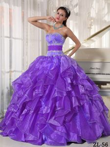 Strapless Pieces Ruffles Appliques Sweet Sixteen Dresses in Brest France