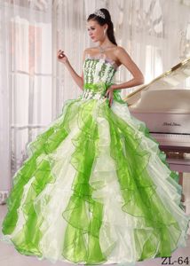 Colorful Pieces Ruffles Appliques Quinceanera Dress in Toulon France