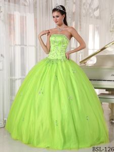 Yellow Green Strapless Appliques Sixteen Dresses in Bamberg Germany