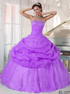 Lavender Strapless Organza Appliques Dress for Quince in Aue Germany