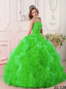 Green Pieces Ruffles and Beading Quinceanera Dress in Aichtal Germany