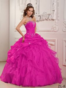 Rockhampton QLD Hot Pink Beading and Ruffles Dress for Quinceanera