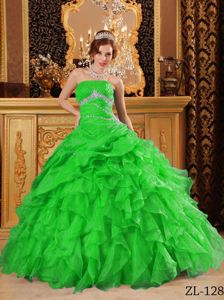 Green Beading Appliques and Ruffles Quinceanera Dress in Mackay QLD