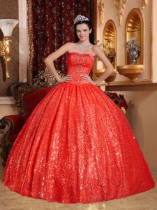 Heavy Sequins for Red Quinceanera Gown Dresses Decorated Appliques